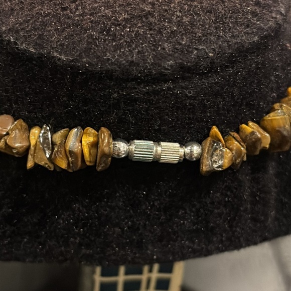 Tigers Eye Brown Stone Chip Bead Beaded Pendant Necklace Focus Creativity - Picture 5 of 7